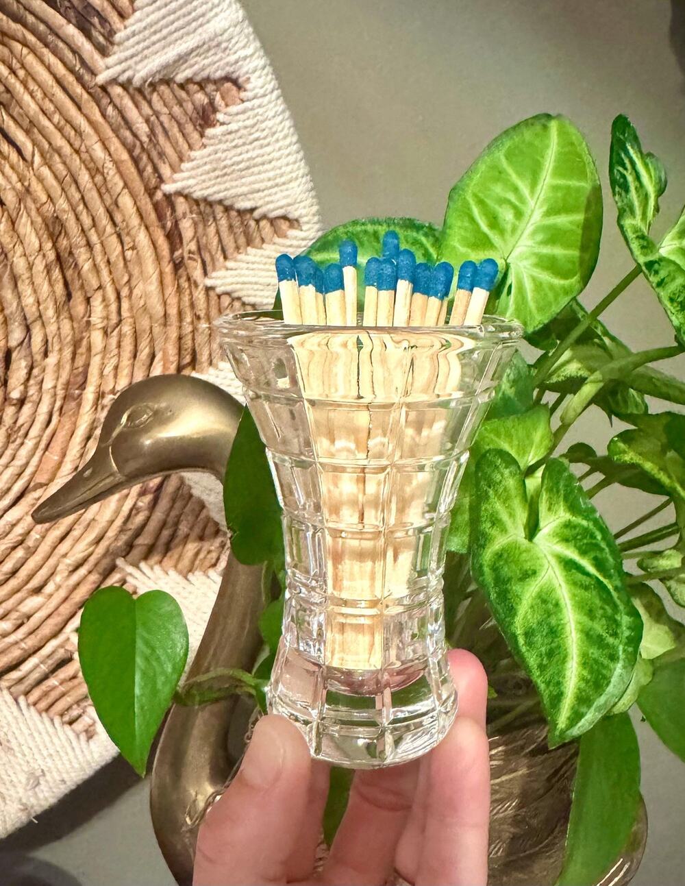 Vintage 1980s Mikasa “Prisma” Crystal Matchstick Holder, Bud Vase, Vanity Jar 4”